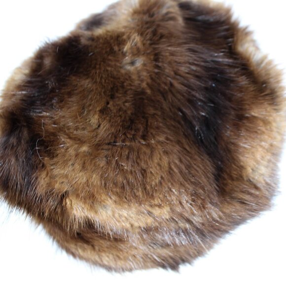 Vintage 1960s Brown Mink Fur Flat Cap - Audrey Hepburn Inspired Winter Hat main image 4